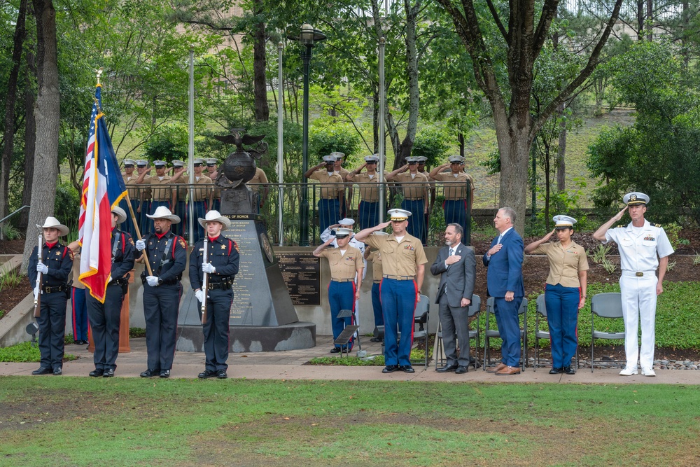 Wreath Laying at the Woodlands Monument