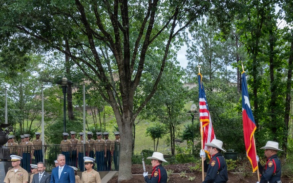Wreath Laying at the Woodlands Monument