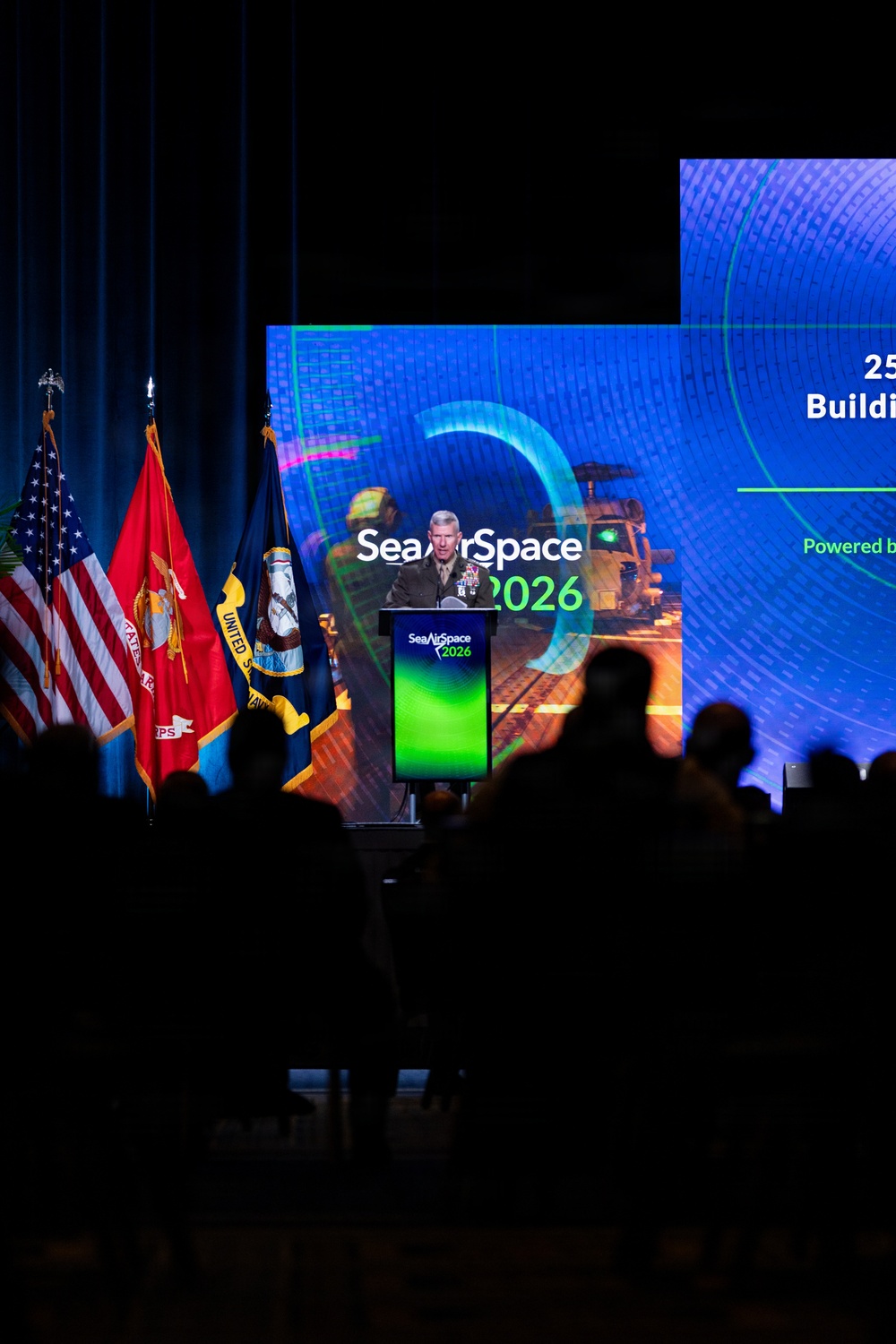 The Commandant, Gen. Eric M. Smith speaks at the Sea, Air, and Space Exposition
