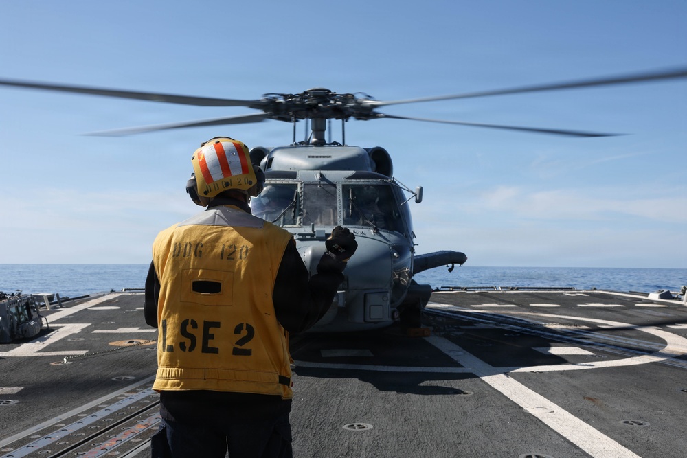 USS Carl M. Levin conducts flight operations