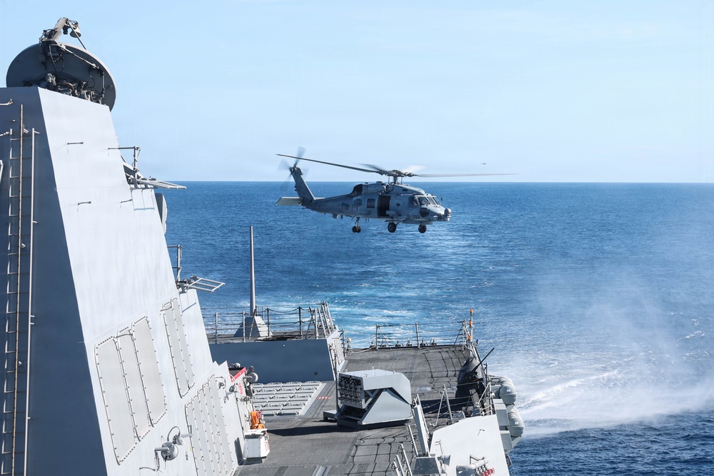 USS Carl M. Levin conducts flight operations