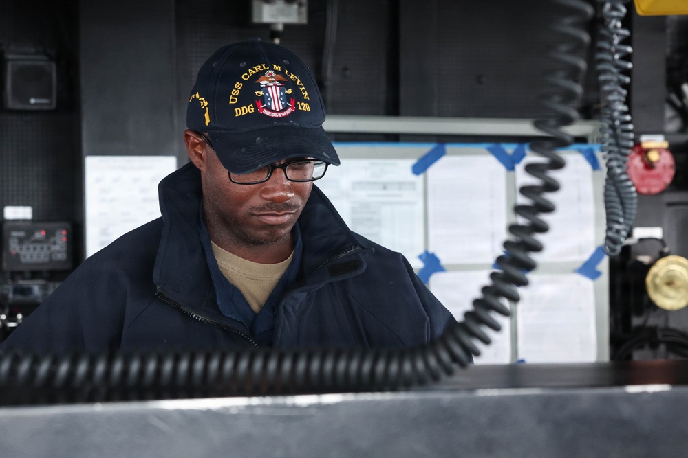 USS Carl M Levin conducts routine operations