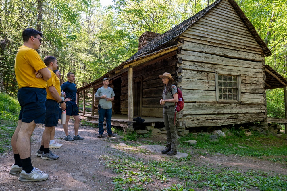 Sailors Participate In Group Hike