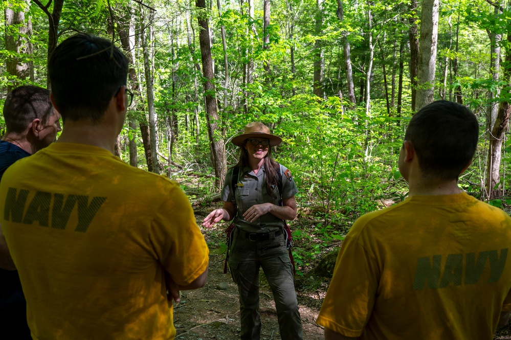 Sailors Participate In Group Hike