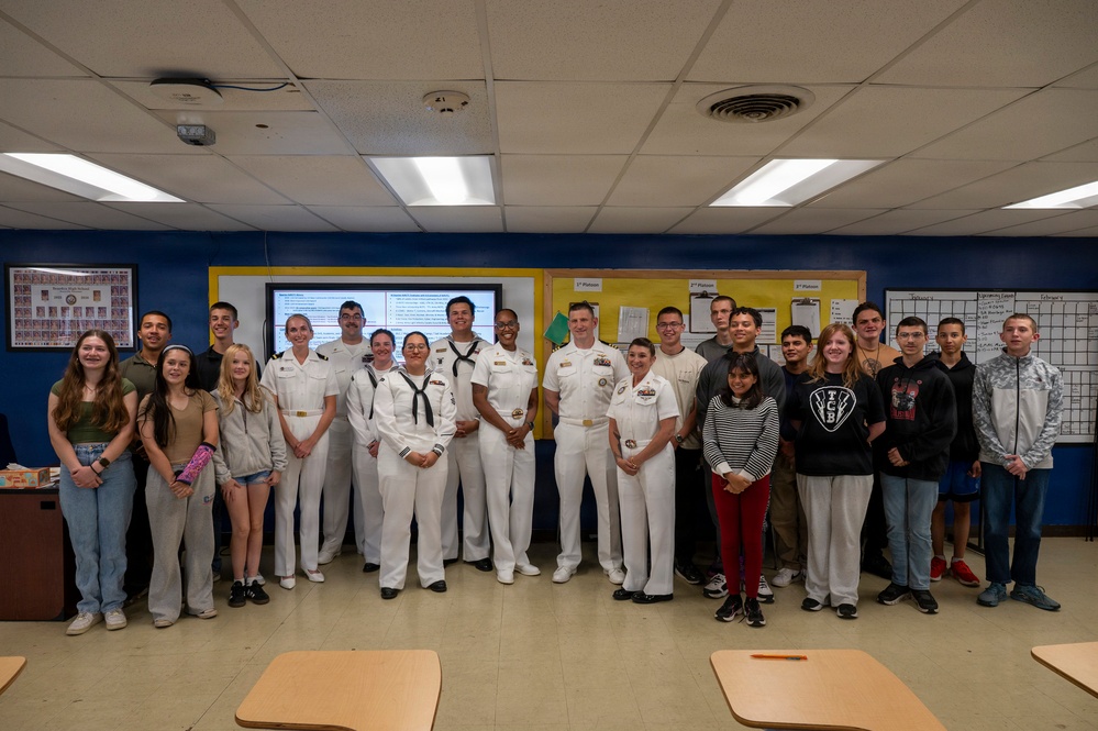 Navy Recruiter Interacts With Crowd