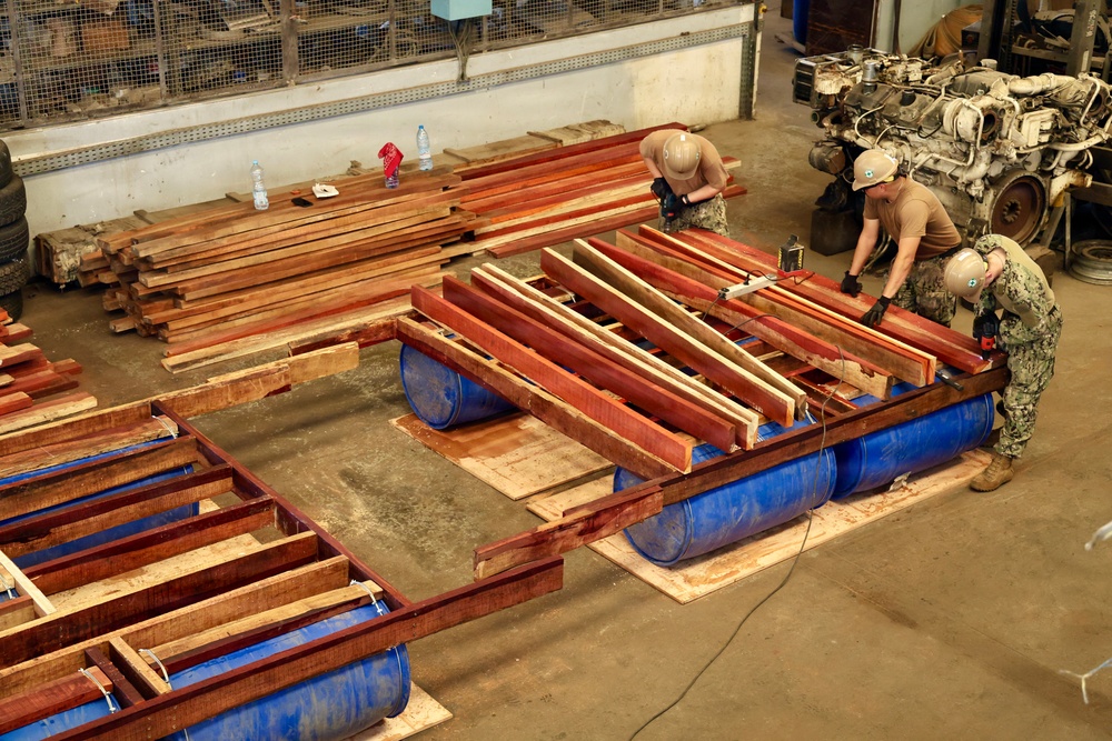 U.S. Navy Seabees Construct Floating Dock During Obangame Express 2026 in Cameroon