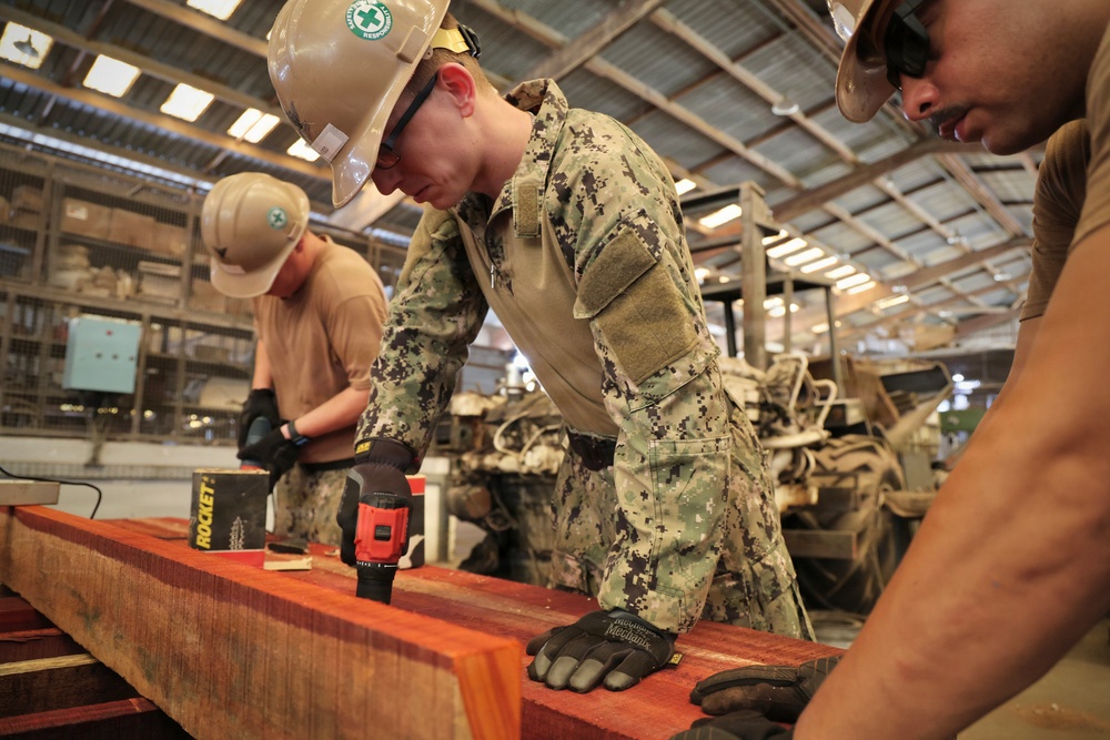 U.S. Navy Seabees Construct Floating Dock During Obangame Express 2026 in Cameroon