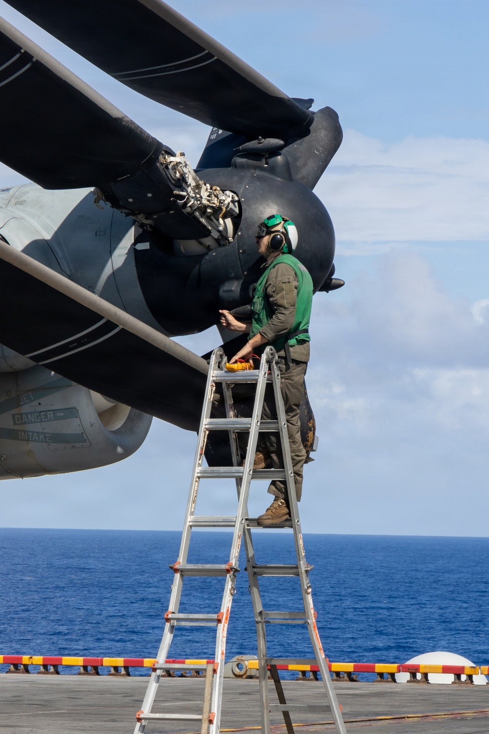 22nd MEU (SOC) | U.S. Marines Conduct Maintenance on a MV-22 Osprey