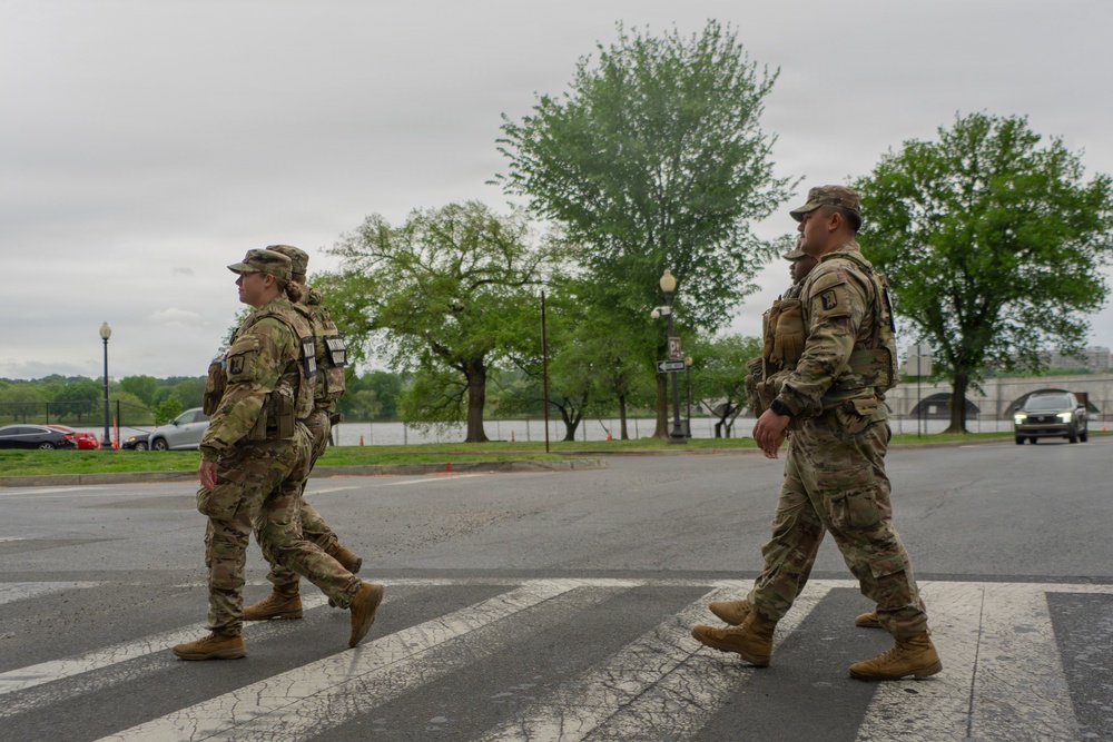 Mississippi National Guardsmen patrol during the Autism Speaks Empower Walk &amp; 5K Run in Washington, D.C.