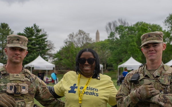Mississippi National Guardsmen patrol during the Autism Speaks Empower Walk &amp; 5K Run in Washington, D.C.