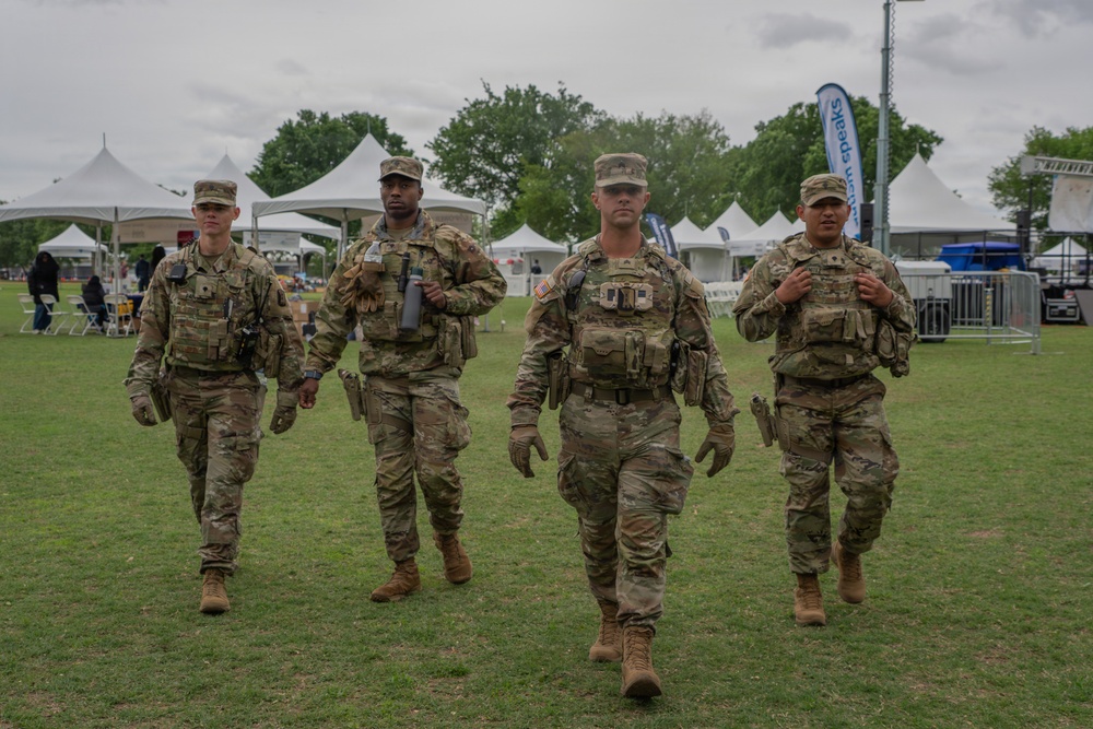 Mississippi National Guardsmen patrol during the Autism Speaks Empower Walk &amp; 5K Run in Washington, D.C.