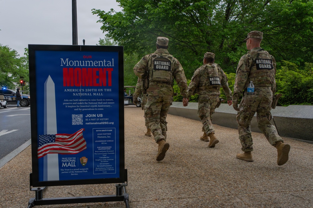 Mississippi National Guardsmen patrol during the Autism Speaks Empower Walk &amp; 5K Run in Washington, D.C.