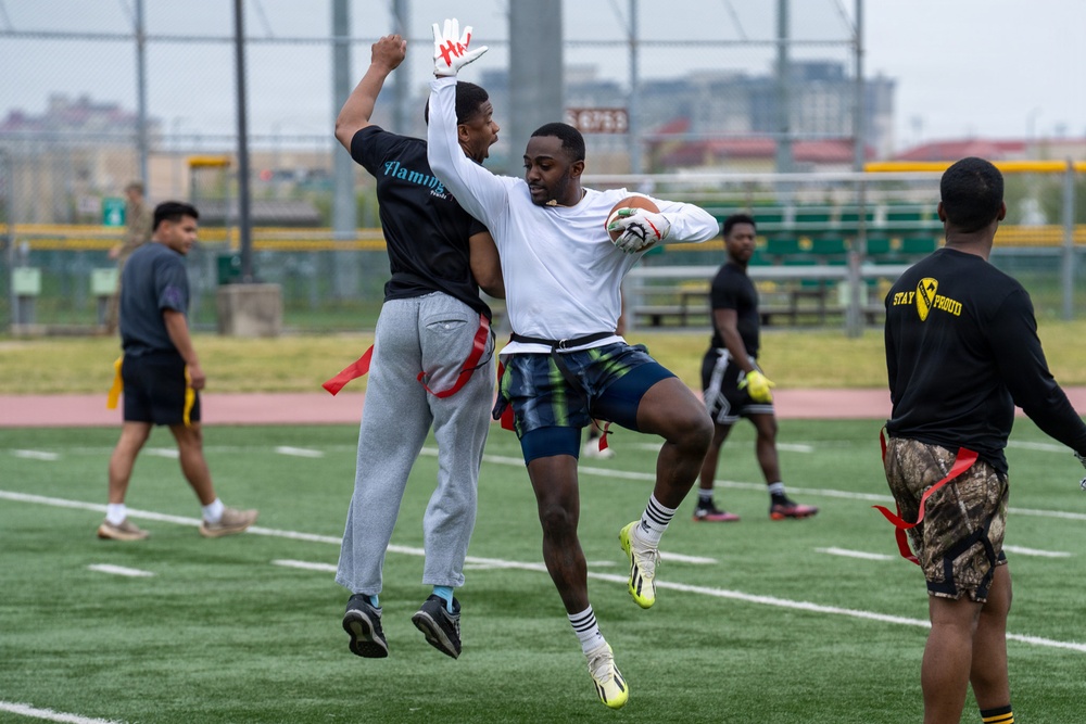 1SIG BDE Signal Month: 1st Signal Brigade Soldiers compete in Flag Football Tournament