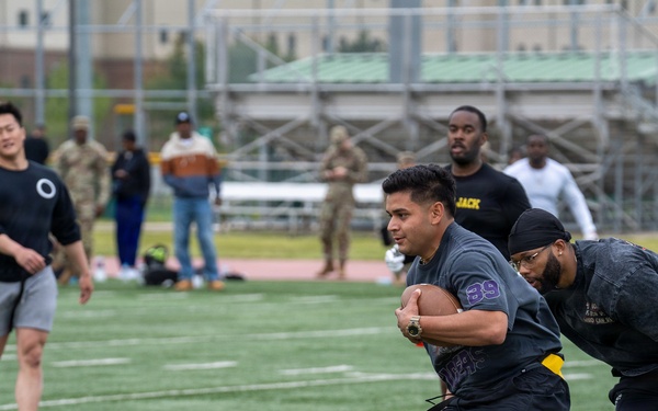 1SIG BDE Signal Month: 1st Signal Brigade Soldiers compete in Flag Football Tournament.