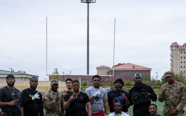 1SIG BDE Signal Month: 1st Signal Brigade Soldiers compete in Flag Football Tournament.