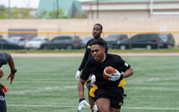 1SIG BDE Signal Month: 1st Signal Brigade Soldiers compete in Flag Football Tournament.