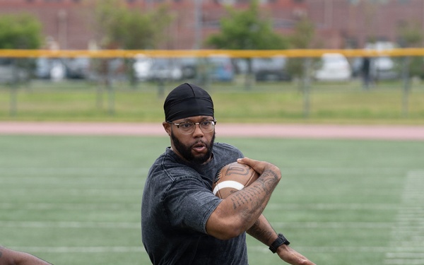 1SIG BDE Signal Month: 1st Signal Brigade Soldiers compete in Flag Football Tournament.