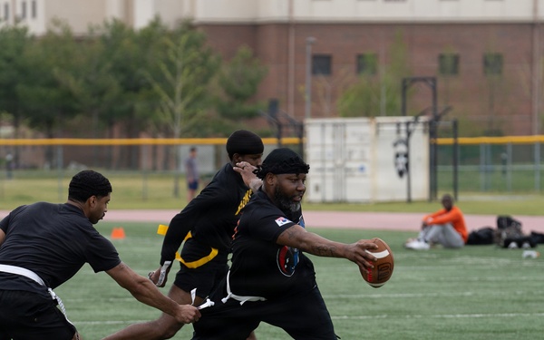 1SIG BDE Signal Month: 1st Signal Brigade Soldiers compete in Flag Football Tournament.