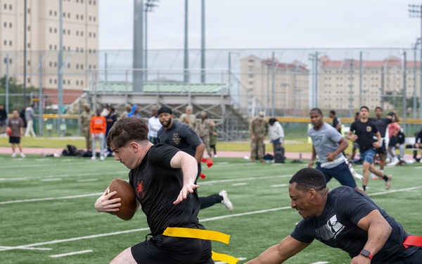 1SIG BDE Signal Month: 1st Signal Brigade Soldiers compete in Flag Football Tournament.