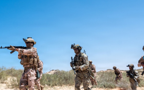 Multinational forces assault shoreline objective during Flintlock 2026