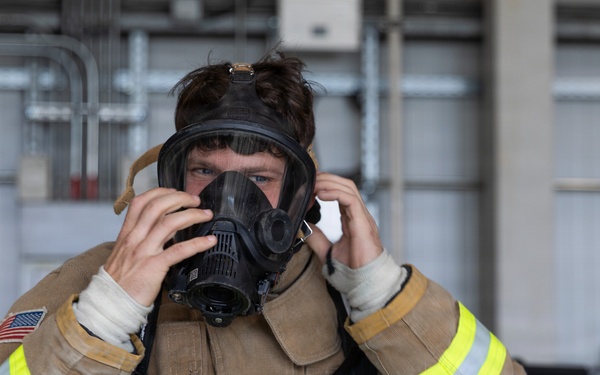 U.S. Army Firefighters conduct downed firefighter rescue training