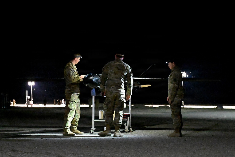 MDC-E Soldiers prepare UAS for test flight at Arcane Thunder 26