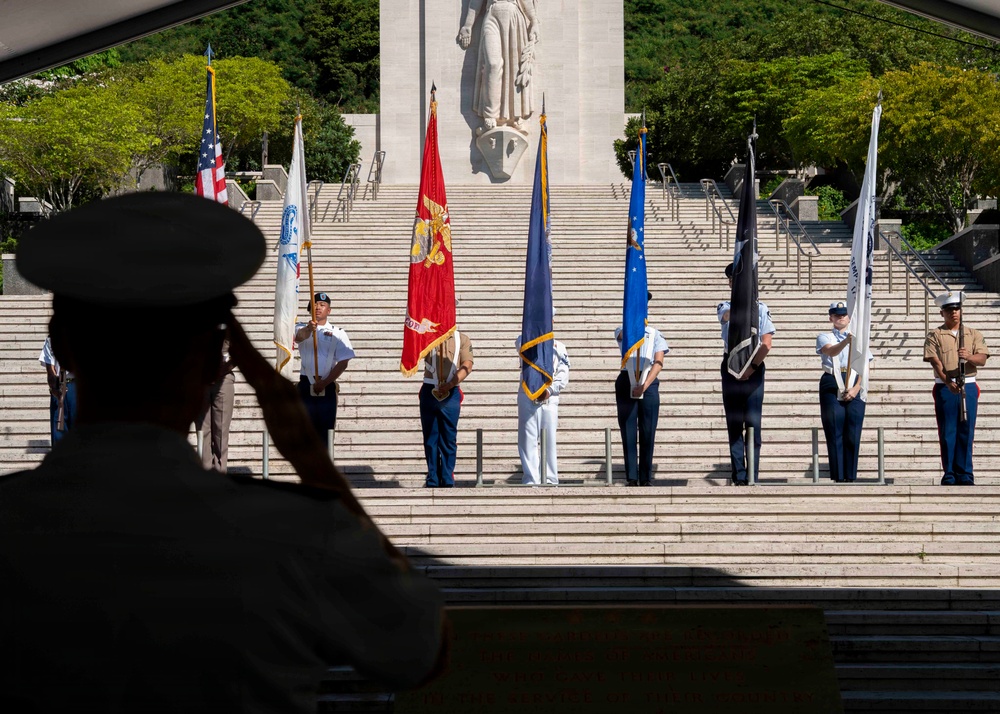 Adm. Steve Koehler, commander, U.S. Pacific Fleet, attends the Araw ng Kagitingan ceremony at the National Memorial Cemetery of the Pacific
