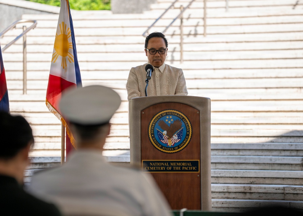 Adm. Steve Koehler, commander, U.S. Pacific Fleet, attends the Araw ng Kagitingan ceremony at the National Memorial Cemetery of the Pacific