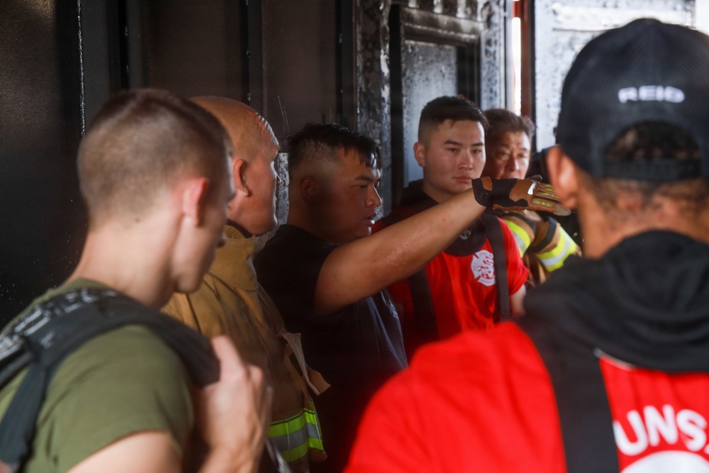 MWSS-174 performs firefighting drills at Kunsan Air Base, South Korea