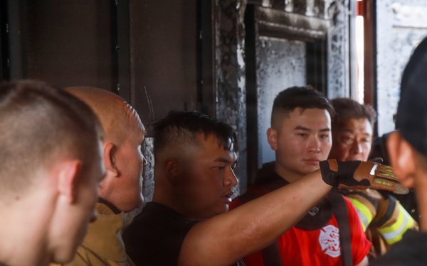 MWSS-174 performs firefighting drills at Kunsan Air Base, South Korea