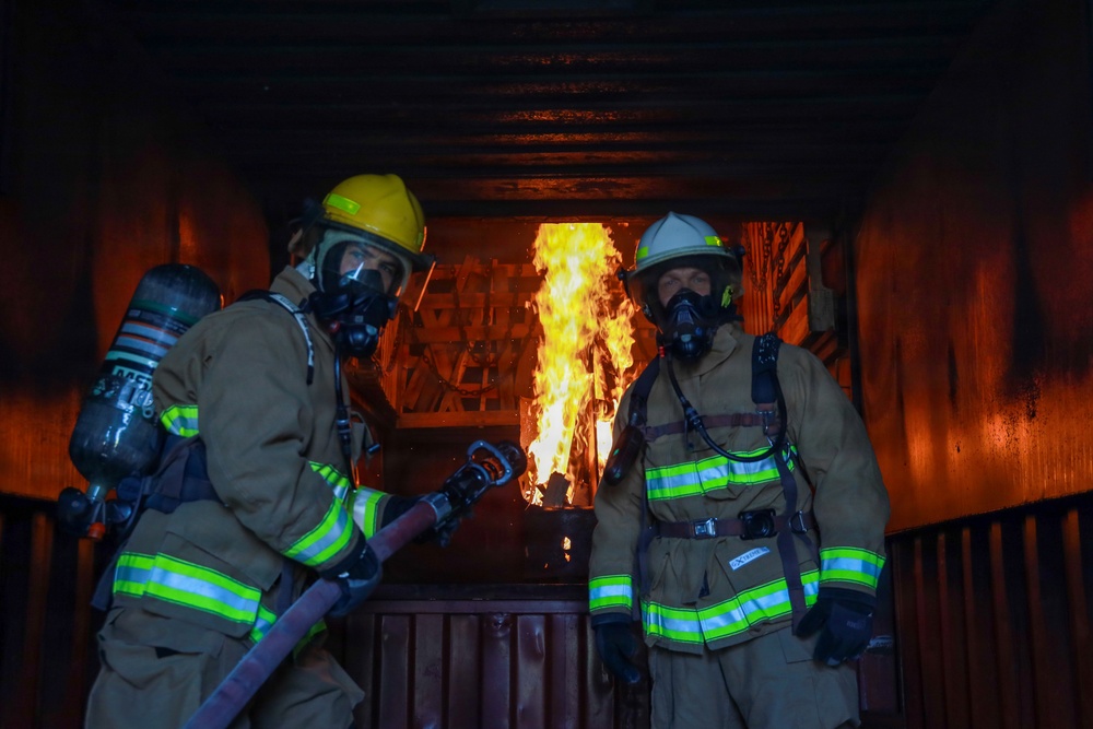 MWSS-174 performs firefighting drills at Kunsan Air Base, South Korea