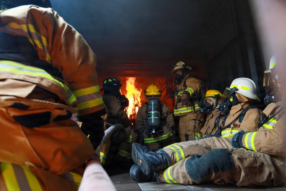 MWSS-174 performs firefighting drills at Kunsan Air Base, South Korea