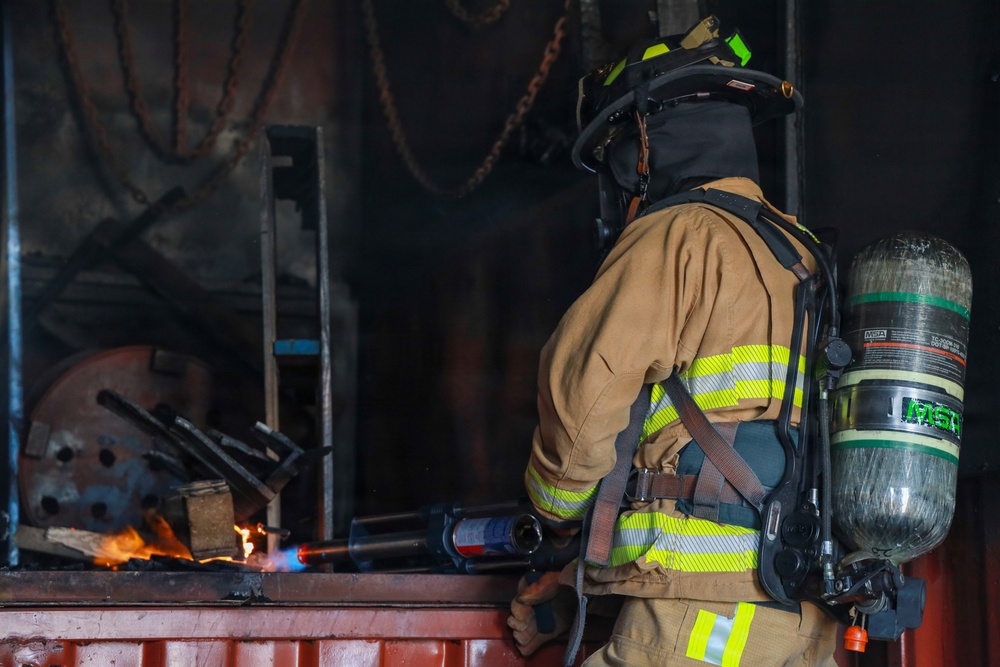 MWSS-174 performs firefighting drills at Kunsan Air Base, South Korea