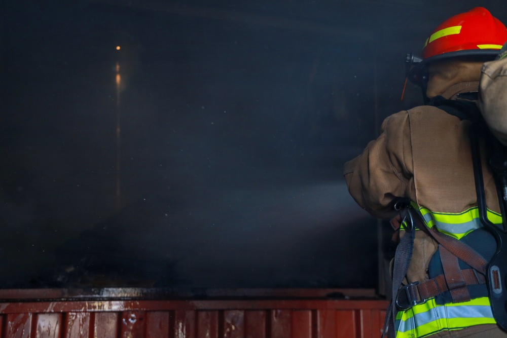 MWSS-174 performs firefighting drills at Kunsan Air Base, South Korea