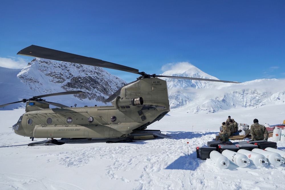 Alaska Army National Guard CH-47 crews support Denali Base Camp establishment