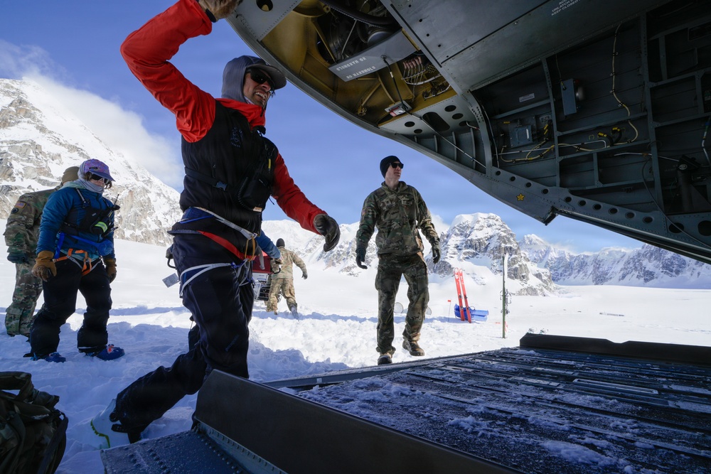 Alaska Army National Guard CH-47 crews support Denali Base Camp establishment