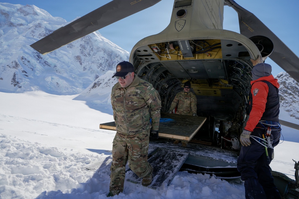 Alaska Army National Guard CH-47 crews support Denali Base Camp establishment