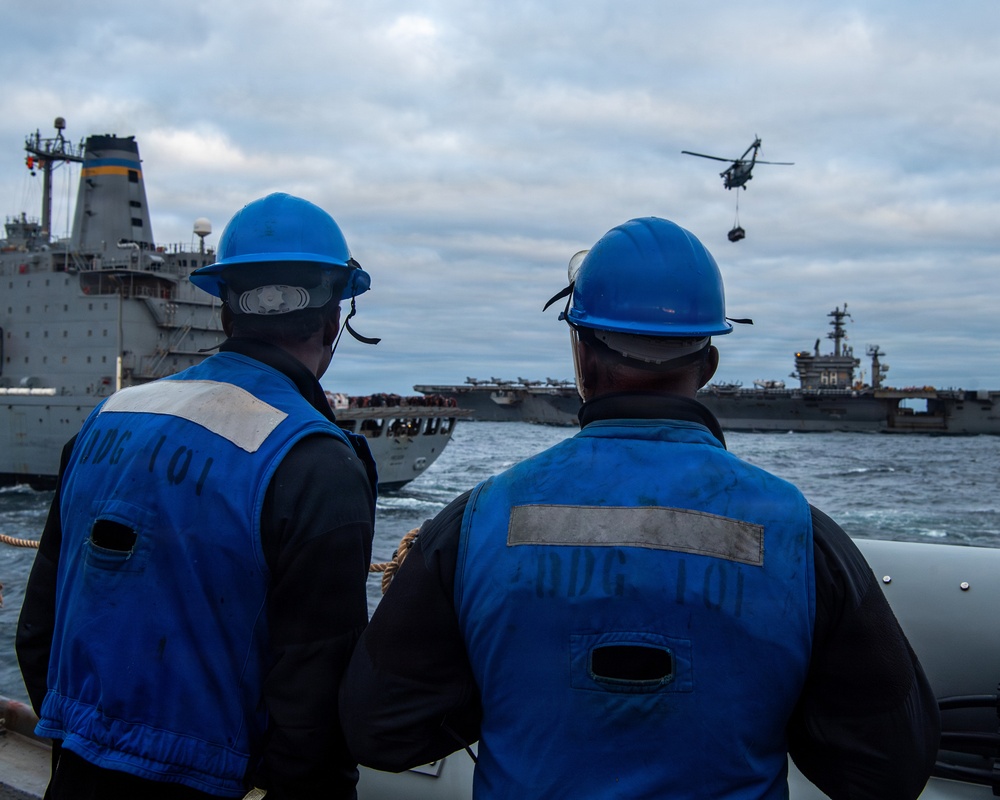 U.S. Sailors Observe Vertical Replenishment