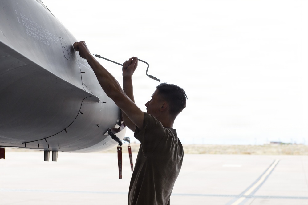 Airmen work on the life-saving automatic ground collision avoidance system