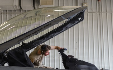 Airmen work on the life-saving automatic ground collision avoidance system