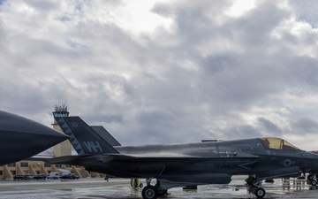 U.S. Marines with VMFA-542 prepare F-35B Lightning II jets for familiarization flights