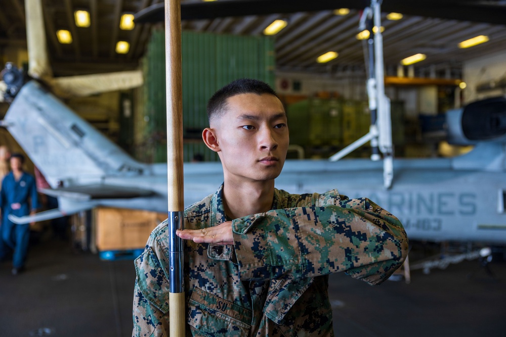 11th MEU Marines, Sailors Drill During Corporals Course Aboard USS Boxer