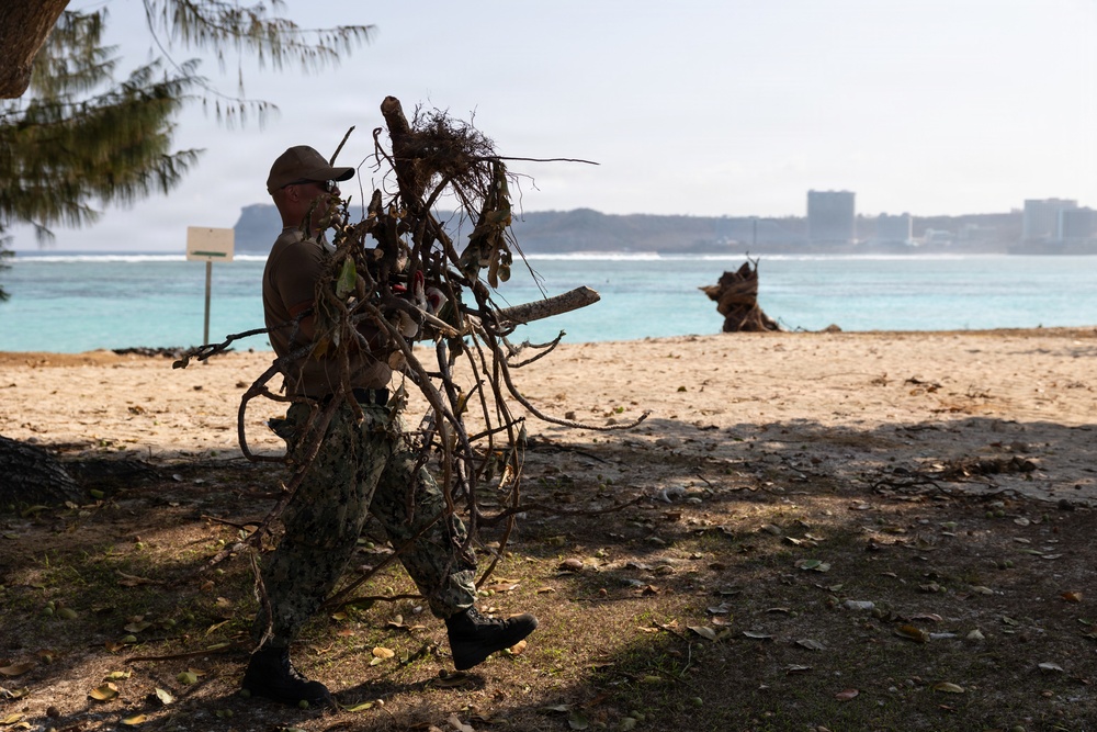 11th MEU Marines, Sailors Clean Up Ypao Beach In Response to Super Typhoon Sinlaku