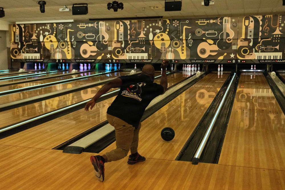 1SIG BDE Signal Month: 1st Signal Brigade Soldiers compete in a Bowling Tournament at Camp Walker.