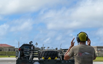 36th Airlift Squadron, 44th Aerial Port Squadron, 734th Air Mobility Squadron and Federal Emergency Management Agency load Humanitarian Aid for Commonwealth Northern Mariana Islands departure