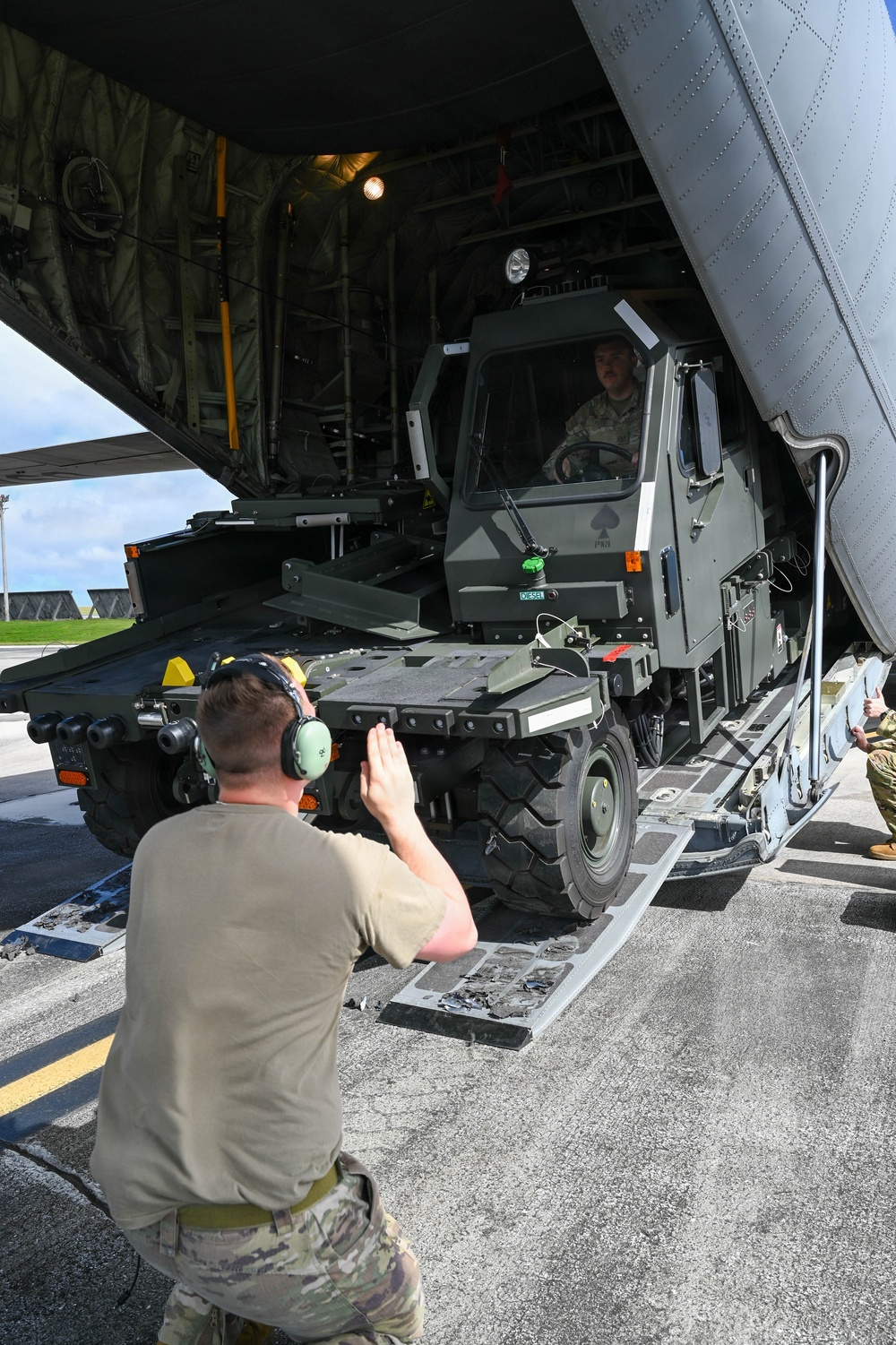 36th Airlift Squadron, 44th Aerial Port Squadron, 734th Air Mobility Squadron and Federal Emergency Management Agency load Humanitarian Aid for Commonwealth Northern Mariana Islands departure