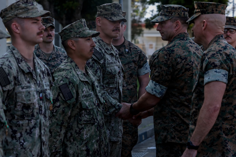 5th Air Naval Gunfire Liaison Company awards Sailors the Navy and Marine Corps Achievement Medal