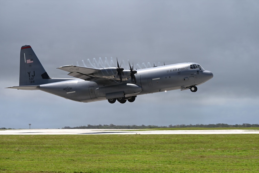 36th Logistics Readiness Squadron loads heavy machinery for Humanitarian Aid for Commonwealth Northern Mariana Islands departure
