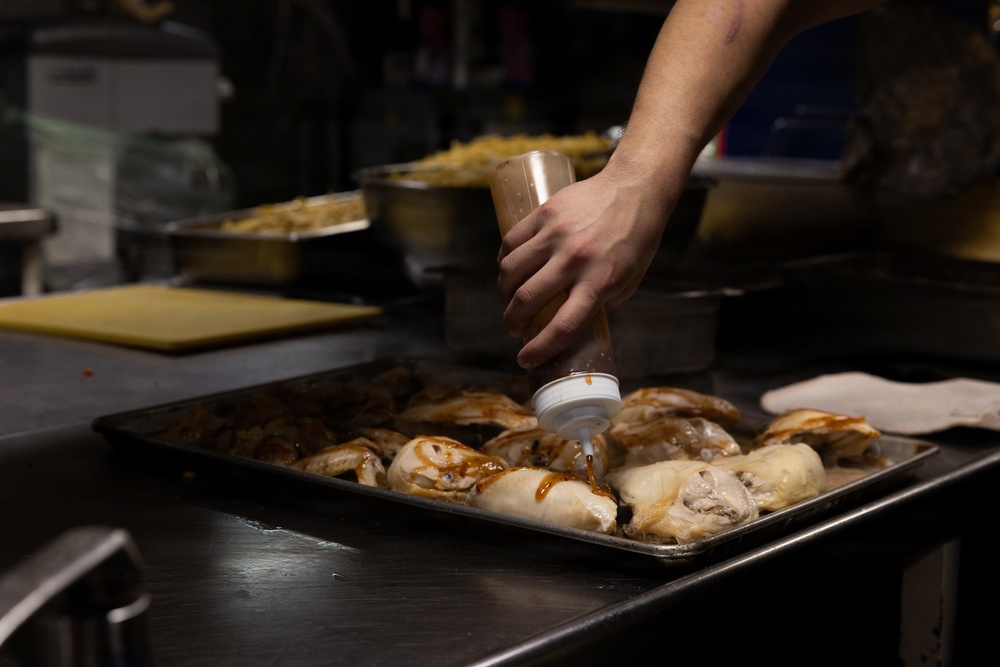11th MEU Marines, Sailors Prepare Dinner Aboard USS Boxer