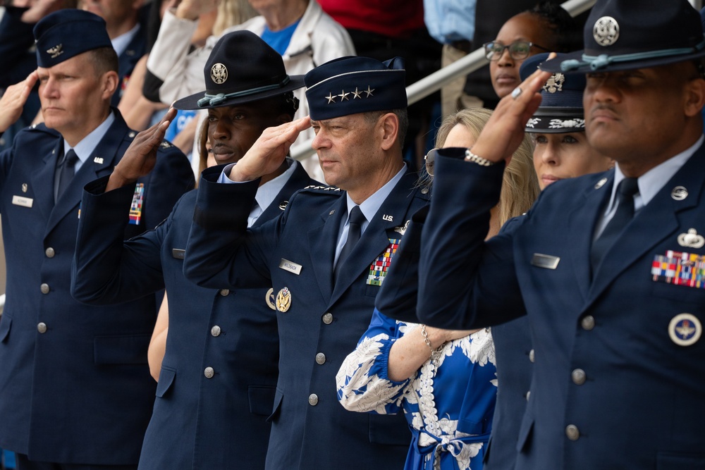 Air Force Chief of Staff Gen. Ken Wilsbach celebrates the newest Airmen